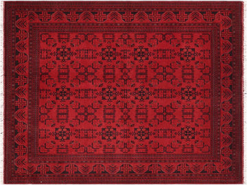 handmade Tribal Biljik Khal Muhammadi Red Black Hand Knotted RECTANGLE 100% WOOL area rug 6x8